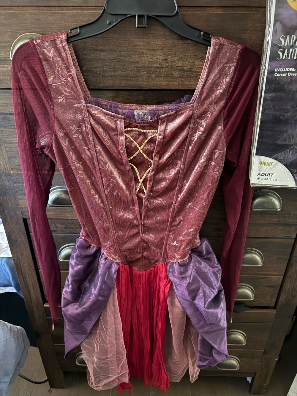 Disney Lace-Up Burgundy and Purple Long Sleeve Dress